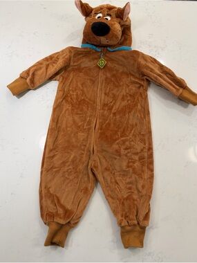 Cartoon Network Scooby-Doo Brown Plush Hooded Kids One-Piece